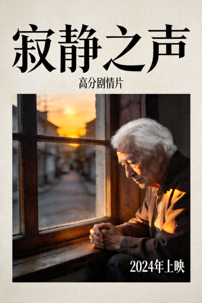 高分剧情片《寂静之声》海报，一位老人坐在窗前沉思